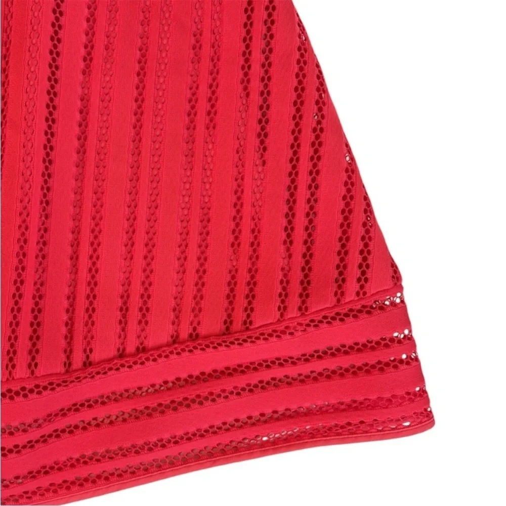 NWT J. Crew Striped Eyelet Skirt Bright Flame Size 2 - Picture 5 of 10